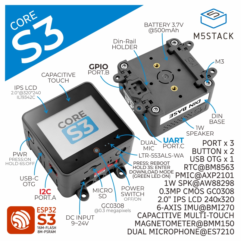 M5Stack Oficial ESP32-S3 Câmer - M5Stack Core2 avaliação e preço